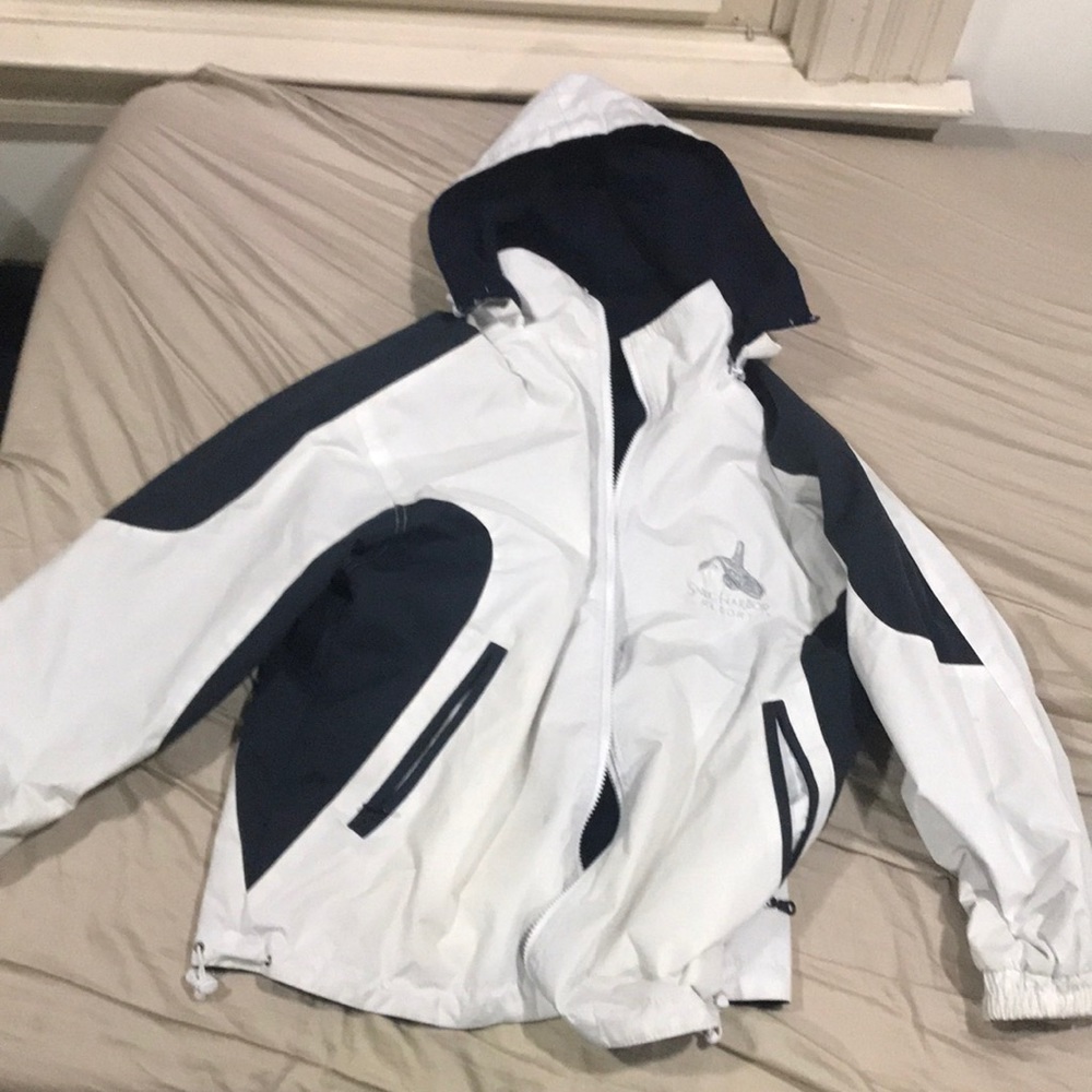 white and dark blue jacket NOT FOR SALE